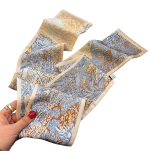 Elegant 12x145cm Flower Printed Ribbon Scarf Hair Ribbon Neck Accessory For Women All Matching Bag Decorative Scarf