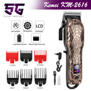 Paket Alat Cukur Barbershop Kemei KM-2616 LCD Display Mesin Pangkas Dan Potong Rambut Cas