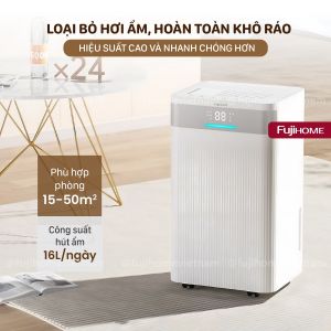 Máy Hút Ẩm 16L/24h lọc không khí Fujihome DH16W kết nối Wifi Điều Khiển từ xa sử dụng phòng 15-40m2 phòng khách  phòng ngủ đa năng