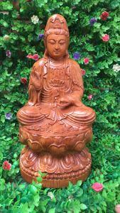 Tượng Phật mẹ quan âm ngồi đài sen phong thủy kt 30/14/15