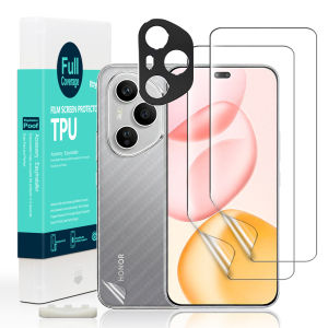 Ibywind for Honor 400 Pro 5G Screen Protector(Pack of 2) with 1pc Lens Protector 1pc Carbon Fiber Back Film Easy install kit