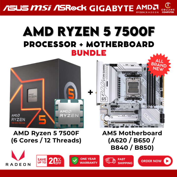 ( AMD Ryzen 5 7500F Bundle ) Processor + Motherboard B850 B840 B650 ...