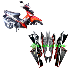 STIKER STRIPING SUPRA X 125R 2008 HITAM-MERAH