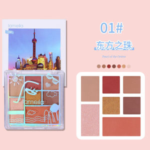 LAMEILA 7 Colors Eyeshadow Palette Cream Orange Matte Shimmer Glitter Waterproof Eye Makeup Cosmetic Multipurpose Blush on And Eyeshadow Set