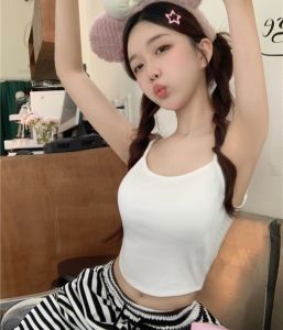 เสื้อสายเดี่ยว ผ้านิ่มเสริมฟองน้ำ ว้าวหลัง ดีเทลชายยูน่ารัก รัดรูป M2634