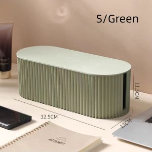 {SG} Cable Storage Box Wire Storage Box for Extension Cord Power Stripe Surge Protector Concealer Made of Premium Plastic with Bamboo Lid