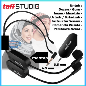 COD TaffSTUDIO Wireless Microphone UHF Call Center with Transmitter  HX-W002 / Mic Mikrofon Suara Jernih Suara Bagus Podcast Wireless Interview imam masjid / mik buat imam sholat / mik imam mesjid wirelles / mikrophone youtuber terbaik terlaris