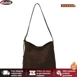 [VTO] Women Girls PU Leather Single Shoulder Handbag with Adjustable Strap Solid Color Shoulder Bag for Work Daily Use