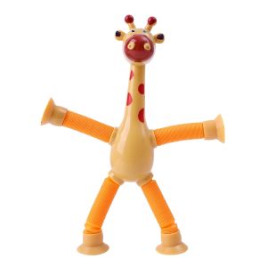 4Pcs Telescopic Pop Tube Giraffe Sensory Toys Kids Stress Relief Games Early Education Suction Cup Giraffe Playing Gifts