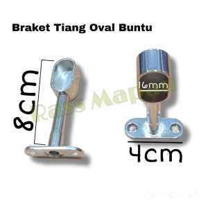 1 PASANG Braket Tiang Pipa Oval Bukan Huben Bulat PT PU 25