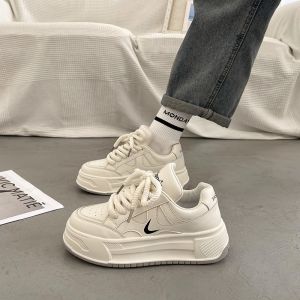 Giày Trắng Đế Dày Bánh Xốp Trắng Sữa Mẫu Mới Mùa Thu Mặt Da Nữ chic Giày Bánh Mì Phiên Bản Hàn Quốc Thích Hợp Giày Bảng Học Sinh