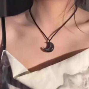 C.three Blue Sky White Cloud Necklace Transparent Round Pendant Clavicle Chain White Moonlight Necklace