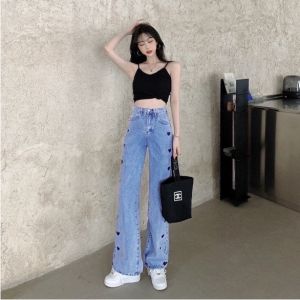 AuroraJeans - KULOT LOVE HITAM / KULOT JEANS LOVE KEKINIAN / KULOT JEANS HIGHWAIST LOVE BORDIR