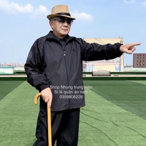 Bộ quần áo gió nam trung niên dáng xuông 2 lớp và lót lông ấm cao cấp ẢNH THẬT