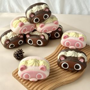MUKANG Slow Rising Simulated Raccoon Bread Squeeze Soft Texture Finger Suction Sensory Fidget Toy Children Student Pinch Raccoon Squishy Toy Adults