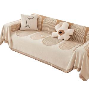 Modern Geometric Sofa Cover Stylish Four Season Cotton Tasseled Throw Blanket and Artistic for Your Living Room