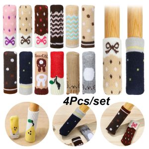 PETIYOUZA 4 Pcs/Set น่ารัก กันลื่น ตัวป้องกันพื้น ตัวป้องกันเสียงรบกวน ผ้าคลุมเท้าโต๊ะ ผ้ายอดนิยม เคสป้องกัน แขนขาเฟอร์นิเจอร์ ถุงเท้าเก้าอี้