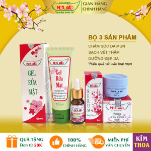 Bộ 3 sản phẩm Hoa Đào chăm sóc da mụn chuyên sâu giúp giảm sạch mụn vết thâm và dưỡng sáng mịn da hiệu quả