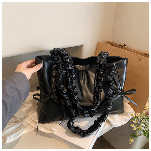 IELGY Ladies Pink High-End Underarm Bag Pleated Bow Tote Bag Shoulder Bag