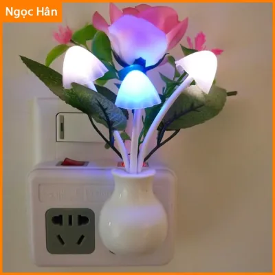 Đèn Ngủ Hoa Nấm Model DN11 Cảm Biến Tự Sáng Khi Tối Tự Chuyển Màu 3D Chất Liệu Nhựa ngochanshop