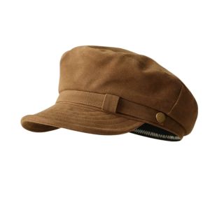 GENENIC Warm Suede Berets Short Brim Flat Top Painter Hat Fashion Windproof Newsboy Hat Girls