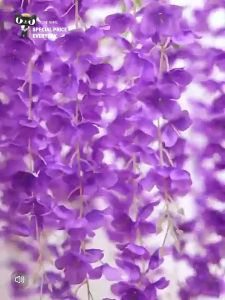 Silk Artificial Wisteria 110cm Hanging Garland Purple Faux Flowers Vine for Wedding Ceiling Home Decor