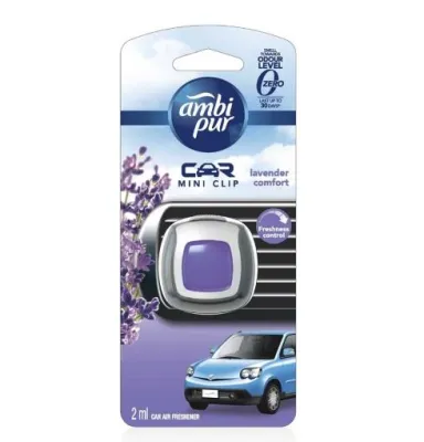 Ambi Pur Ambipur Car Mini Clip Air Refresher Lavender Comfort 2.2ml Elimiate Malodour [Exp:10/2025]