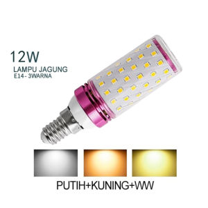 Lampu Candle LED 12w LAMPU LED 3 WARNA CAHAYA(PUTIH KUNING & WARM WHITE) FITTING PUTAR E27/E14