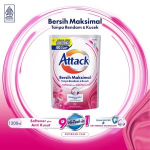 Attack Hygiene Plus Deterjen Cair Semua Jenis Mesin Cuci 1200 mL Attack Plus Softener 1200 ML