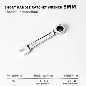 NEXASHOP 1Pcs 6-19mm Ratchet Socket Spanner 72 Teeth Reversible Combination Stubby Single Wrench  Steel Nut Repair Tool
