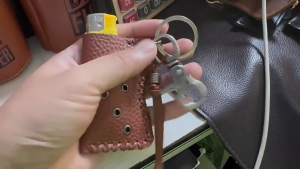 Leather Protector Keychain Lighter Sleeve With Metal Keychain Hanging Decoration Waist Cord Key Holder for Outdoor