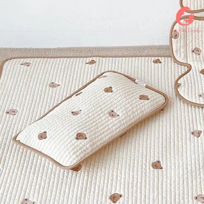 Gối cho bé chần bông cotton phong cách Hàn Quốc thoáng mát thấm hút mồ hôi