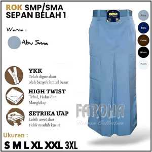 Rok Abu Abu SMA Panjang Span Belah Satu Depan Seragam Sekolah SMP/SMA Terbaik Kain High Twist