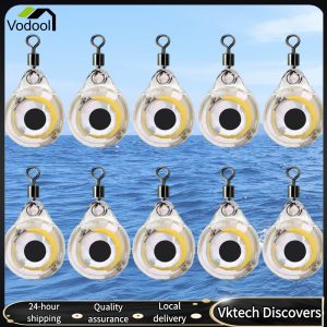 【Vodool】 10Pcs Underwater Night Light Lure Mini Eye Shape Fish Lures Attractant Battery Powered LED Illuminated Lure for Attracting Fish