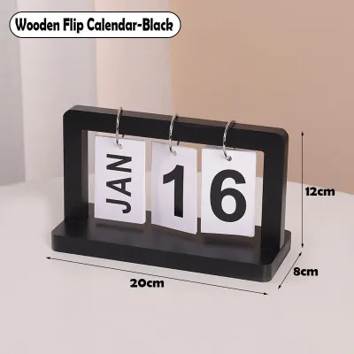 【Reusable】Nordic Style Wooden Perpetual Creative Desktop Chic Flip Decoration Home Office Calendar