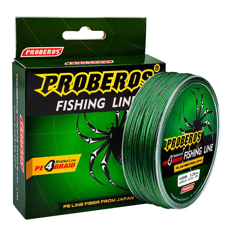 PROBEROS 100M 4 Strands Fishing Lines Big Strong Braided Wire Fishing Line  6-100LB 0.1-0.6mm PE Material Multifilament Faster Sinking Line