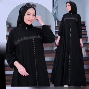 Azahra Maxy Dress Bahan Ceruty Babydol Full Furing Baju Gamis Pesta Wanita Muslimah Dress Perempuan Remaja Motif Payet Swarovski