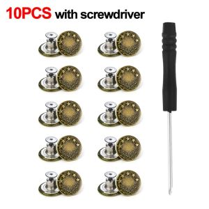 LETIGO 10Pcs/pack With Screwdriver Jeans Buttons Clothing Pants Nail Free Waist Buckle Detachable Sewing Accessories Waist Extenders Button Jeans