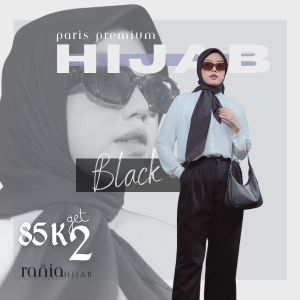 Black Paris Premium Hijab Segi Empat Polos Nabila Series by Rania Hijab Kerudung Segi Empat Polos