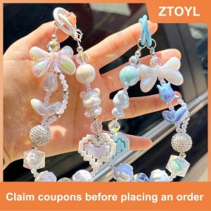 【ZTOYL】 Chống mất điện thoại di động dây đeo cổ tay chuỗi khối xây dựng tình yêu Bow Đính Cườm Mặt dây chuyền Keychain Túi treo trang trí