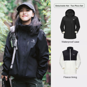 Camel Womens 3-In-1 Waterproof Hiking Jackets Oil-proof Fleece Warm Windbreakers
