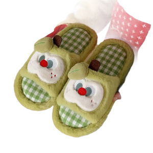 Free Shipping 2026 New Cartoon Apple Cotton Slippers For Women Winter Warm Thickened Non-Slip Indoor Plush Closed-Toe Slippers