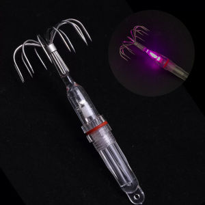 Luminous LED Squid Jig Fishing Hook Waterproof Underwater Flashing Light Bait Lures Multi Hooks for Ocean Boat Beach Bass Perch Accessories Lamps