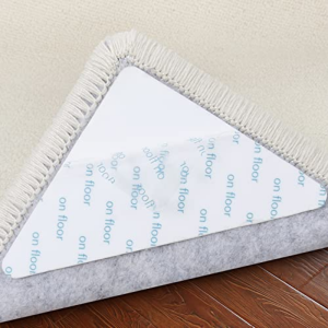 8pcs Rug Tape Double Sided Anti Curling Non Slip Reusable Rug Pad Keep Your Rug In Place & Make Corner Flat  Washable Rug Tape For Hardwood Floors Tile Floors Carpets Floor Mats