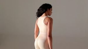 Womens Seamless Shockproof Sports Vest Yoga Top Gym Workout Tank Top Nylon Spandex Skinny Fit S-XL