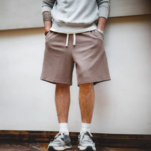 Maden Mens 340g Heavyweight Casual Shorts Knitted Breathable Summer Shorts with Lightning Embroidered Sport Gym Short Pants