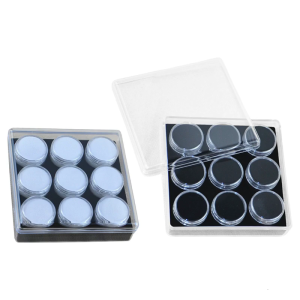 Acrylic Display Box with 9 Slot for Gemstones Storage and Rings Showcase Featuring Clear Lid and Sponag Interior