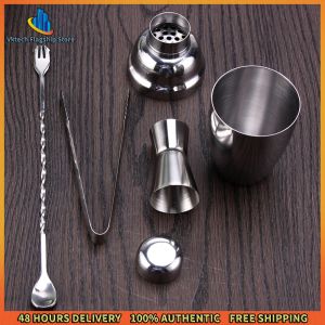 Vktech 4pcs Stainless Steel Bartender Shaker Set 250ml Professional Barware Tools for Cocktail Mixing and Bartending