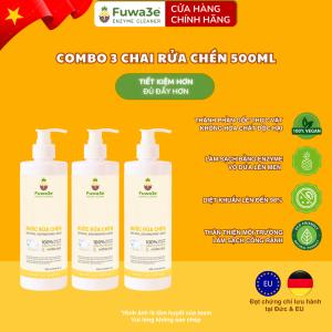 Combo 3 chai Nước rửa chén bát hữu cơ Fuwa3e 500ml rửa bình sữa chén ăn dặm cho bé
