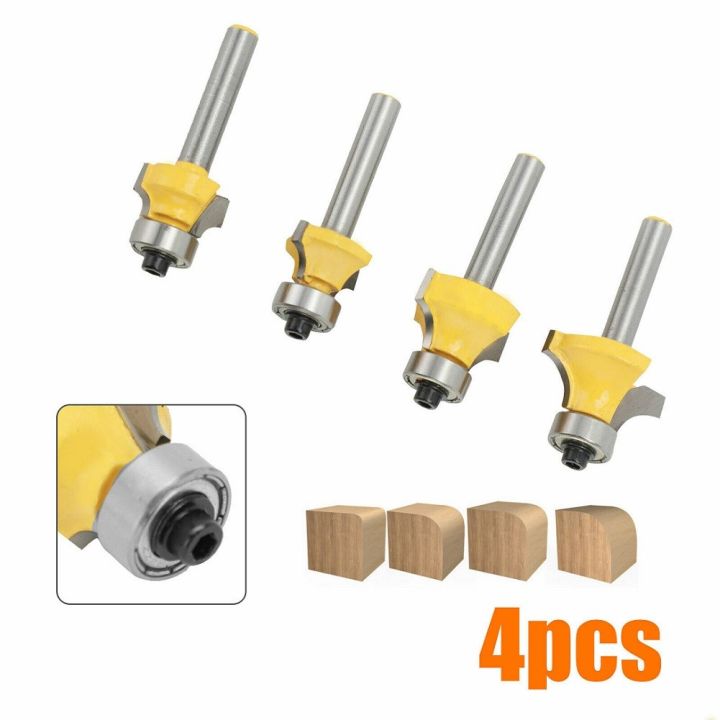 Yellow Router Bit 1/4 Inch 4pcs Alloy Anti-kickback Design Bead Bit ...